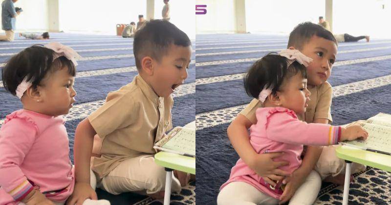 7 Foto Lily Anteng Temani Rayyanza Belajar Mengaji, Gemas Banget
